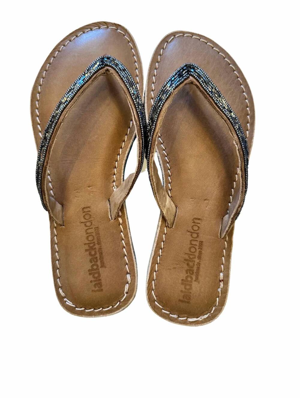 NEW LAIDBACK LONDON women's seri cushioned flip flop in brown